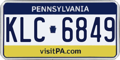 PA license plate KLC6849