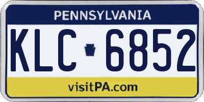 PA license plate KLC6852