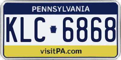 PA license plate KLC6868