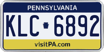 PA license plate KLC6892