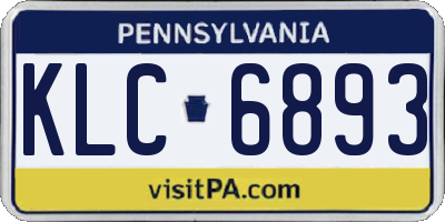 PA license plate KLC6893