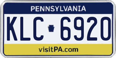 PA license plate KLC6920