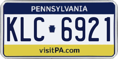 PA license plate KLC6921