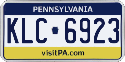PA license plate KLC6923