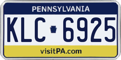 PA license plate KLC6925