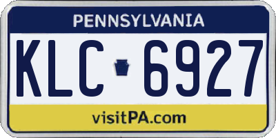 PA license plate KLC6927