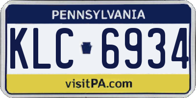 PA license plate KLC6934