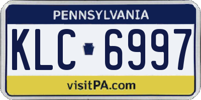 PA license plate KLC6997