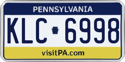 PA license plate KLC6998