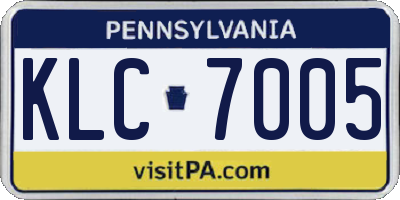 PA license plate KLC7005