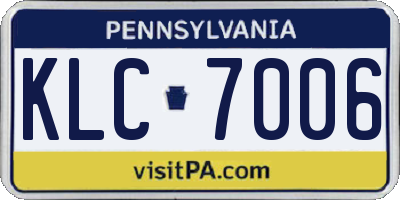 PA license plate KLC7006