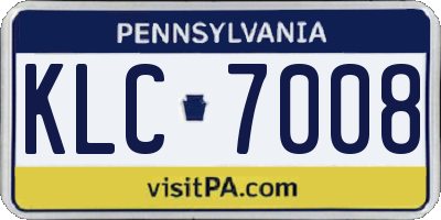 PA license plate KLC7008