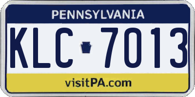 PA license plate KLC7013