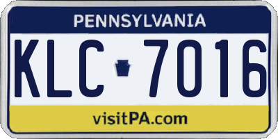 PA license plate KLC7016