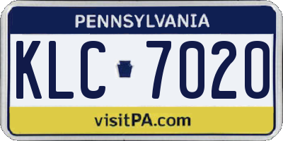 PA license plate KLC7020