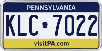 PA license plate KLC7022