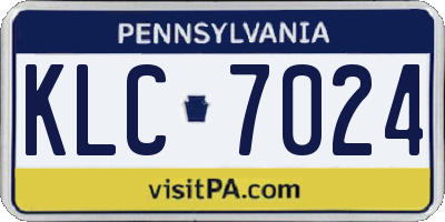 PA license plate KLC7024