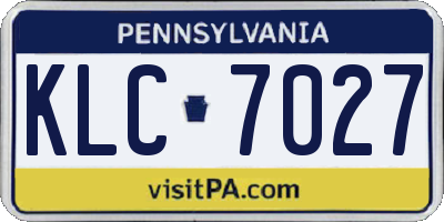 PA license plate KLC7027