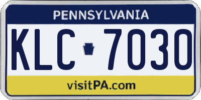 PA license plate KLC7030