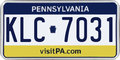 PA license plate KLC7031