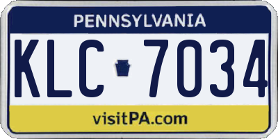 PA license plate KLC7034