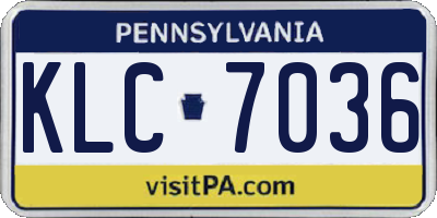 PA license plate KLC7036