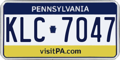PA license plate KLC7047
