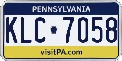 PA license plate KLC7058