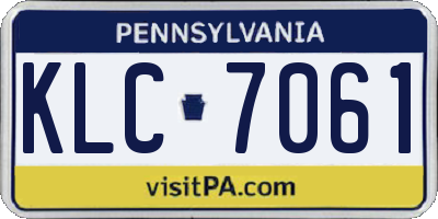 PA license plate KLC7061