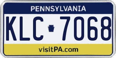 PA license plate KLC7068