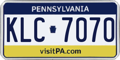 PA license plate KLC7070