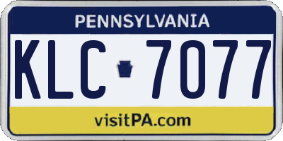 PA license plate KLC7077