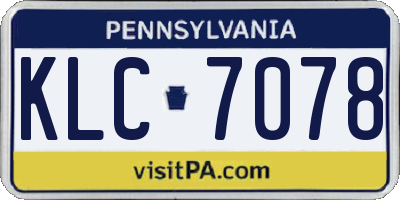 PA license plate KLC7078