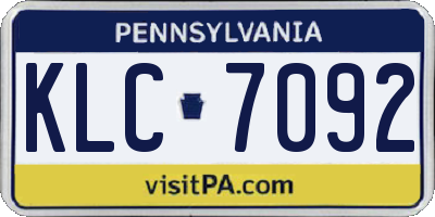 PA license plate KLC7092