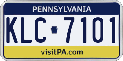 PA license plate KLC7101