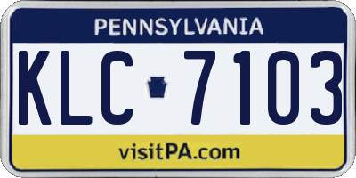 PA license plate KLC7103