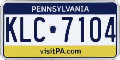 PA license plate KLC7104