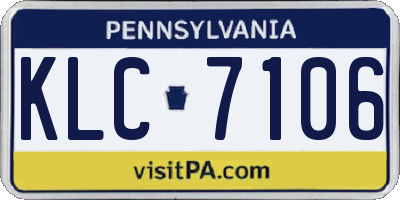 PA license plate KLC7106