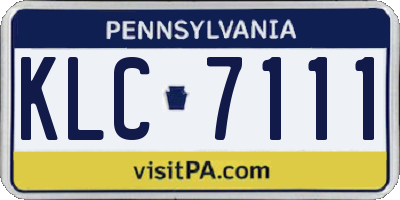 PA license plate KLC7111
