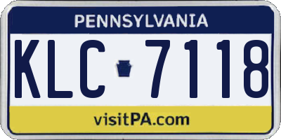 PA license plate KLC7118