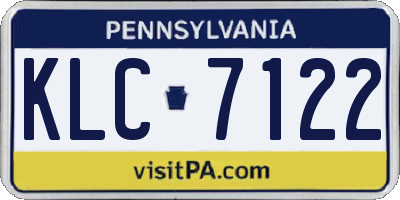 PA license plate KLC7122