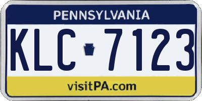 PA license plate KLC7123