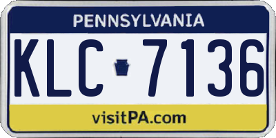 PA license plate KLC7136