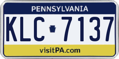 PA license plate KLC7137