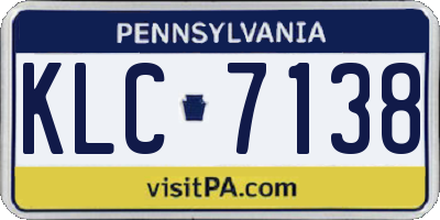 PA license plate KLC7138
