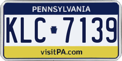 PA license plate KLC7139