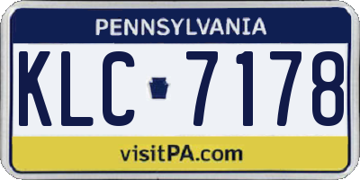PA license plate KLC7178