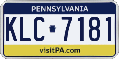 PA license plate KLC7181