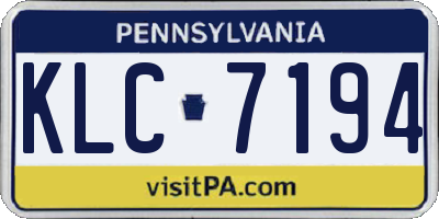 PA license plate KLC7194