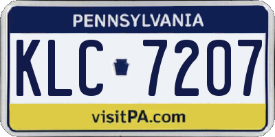 PA license plate KLC7207